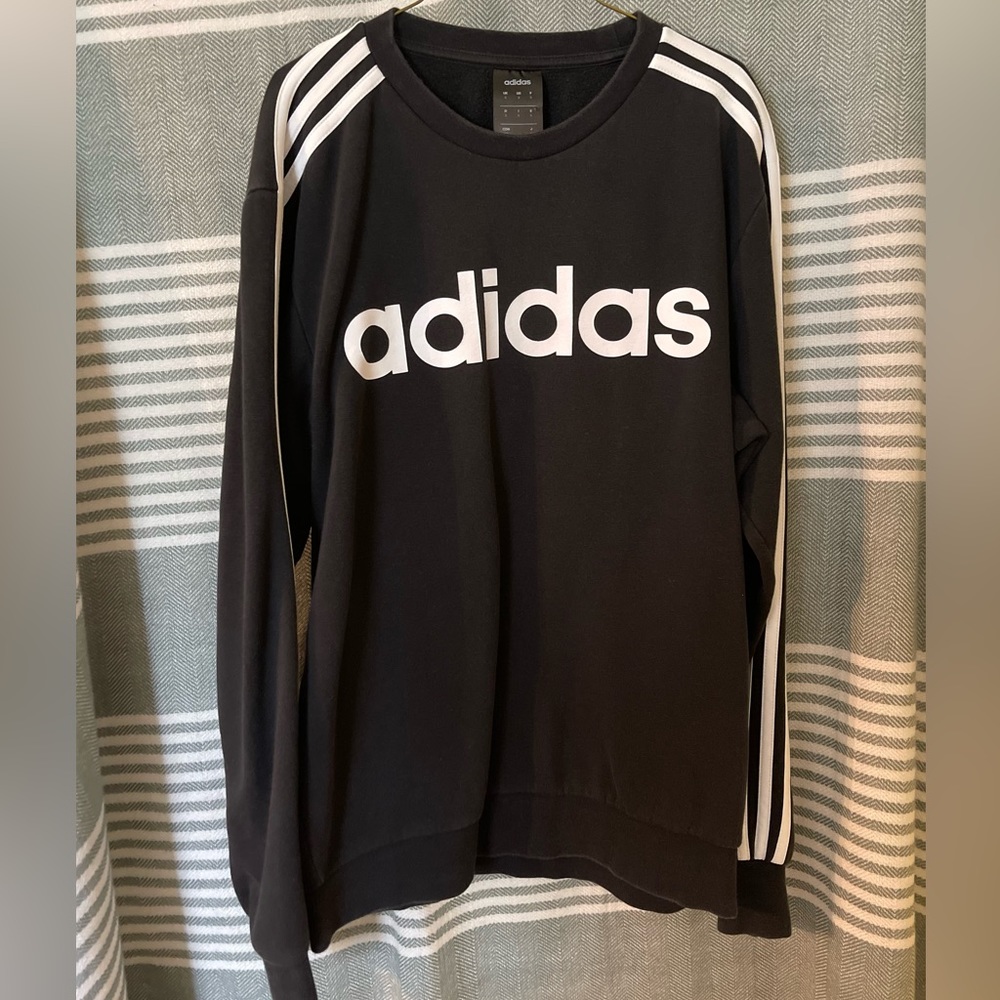 Adidas Black and White Crewneck‎ Sweatshirt Size S